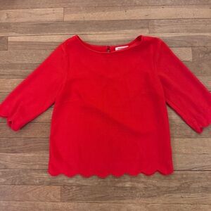 Monteau women's red textured scalloped ponte blouse shirt top size small
 b11